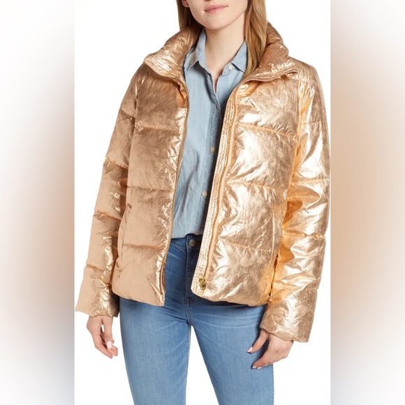 *Last Chance* J.Crew Metallic Puffer Jacket with PrimaLoft Rose Gold 🤍 - Picture 6 of 6